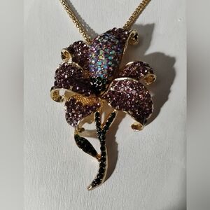 Large Purple Betsey J Flower Necklace
